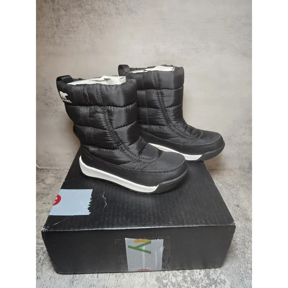 New Sorel Toddler Whitney II Strap Size 9 Waterproof Winter Boot Black & White